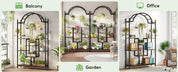Tribesigns 5-Tier Tall Indoor Plant Stand, 74.8'' Arched Metal Flower Shelf with Hanging Hooks, Large Bonsai Pots Display Rack