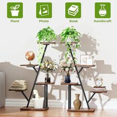 Indoor 5-Tiered Corner Plant Stand with Grow Light