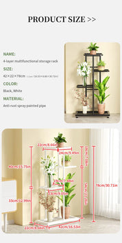 Plant Shelves Iron Potted Flower Plant Stand Rack Multiple Flower Pot Holder Shelf Indoor Outdoor Planter Display Organizer