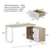 FurnishSpot L-Shaped Corner Computer Desk with Storage Cabinet | Reversible Home Office Workstation