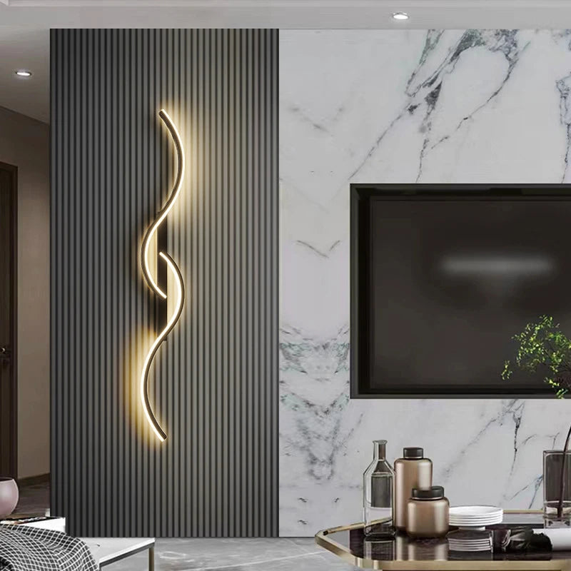 Modern LED Wall Lamp Minimalist Led Light Bedroom Bedside Long Strip Wall Sconces Living Room Sofa Home Indoor Lighting Fixture
