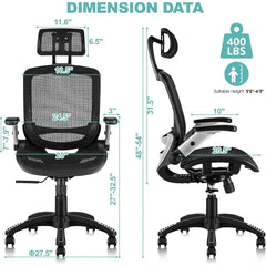 Ergonomic Office Chair with Headrest, Flip-Up Arms, 90-120° Tilt Lock and Wide Cushion