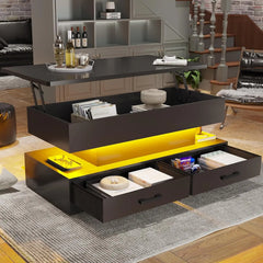 40" Lift Top Coffee Table, Coffee Tables with Storage for Living Room, Small Coffee Table with 2 Fabric Drawers Black