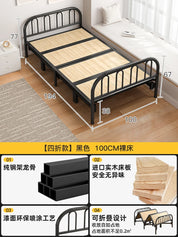 Solid wood folding bed Household simple single bed Extra bed 1 meter 2 Adult rental room Reinforced hard board double iron