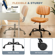 Armless Office Desk Chair with Back Lumbar Support