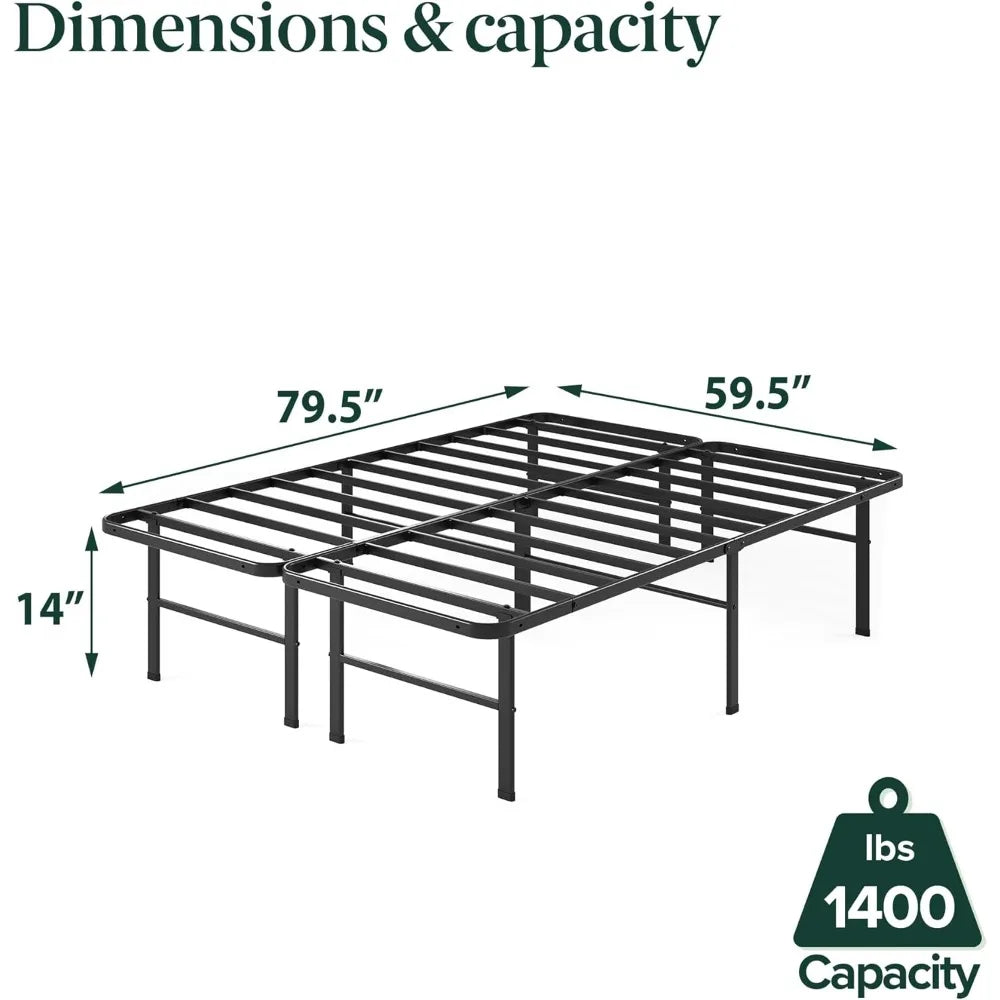 14in Queen Metal Bed Frame, Quick Assembly SmartBase® Mattress Foundation, Heavy Duty Sturdy Steel with No Box Spring Needed