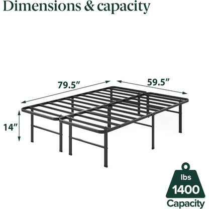 14in Queen Metal Bed Frame, Quick Assembly SmartBase® Mattress Foundation, Heavy Duty Sturdy Steel with No Box Spring Needed