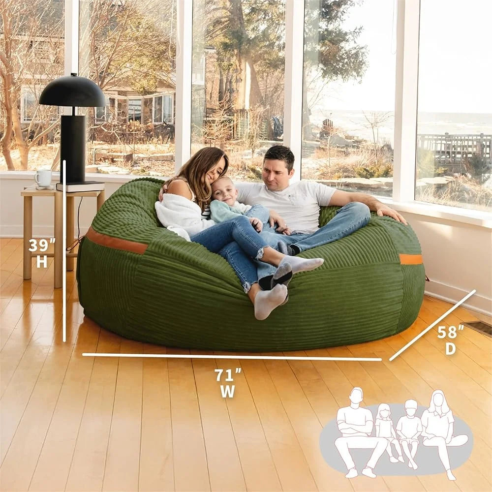 XXL Foam Filled Bean Bag Chair Removable Cover Cozy Plush Comfortable Furniture Home Indoor Relaxation Leisure Activities