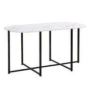 TOPMAX Modern 7-Piece Dining Table Set with Faux Marble Compact 55Inch Kitchen Table Set for 6