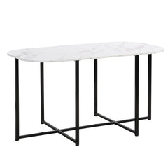 TOPMAX Modern 7-Piece Dining Table Set with Faux Marble Compact 55Inch Kitchen Table Set for 6