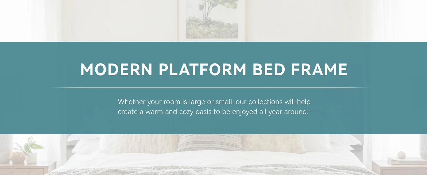 HOOMIC Upholstered Bed Frame with Adjustable Headboard, Soft Linen Fabric, Strong Supporting Structure, Noise-Free Allewie