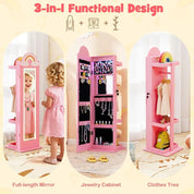 Rainbow Standing Jewelry Armoire with LED Lights, Full-Length Mirror & Makeup Mirror