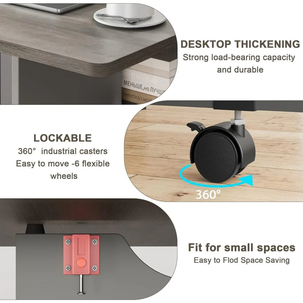 Folding Dining Table for 4, 2 Storage Shelf, Space Saving Table