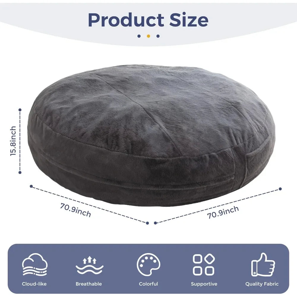 Bean Bag Chair for Adults, Large 6 ft Bean Bag Chair w/Foam Filling, Ultra Soft Fur Lazy Sofa, Machine Washable Cover