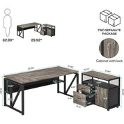 L Shaped Executive Computer Desk and lateral File Cabinet