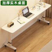 Height Adjustable Solid Wood Computer Desk with Wheels – Small Laptop Table 40/50cm for Home Office Study Workstation