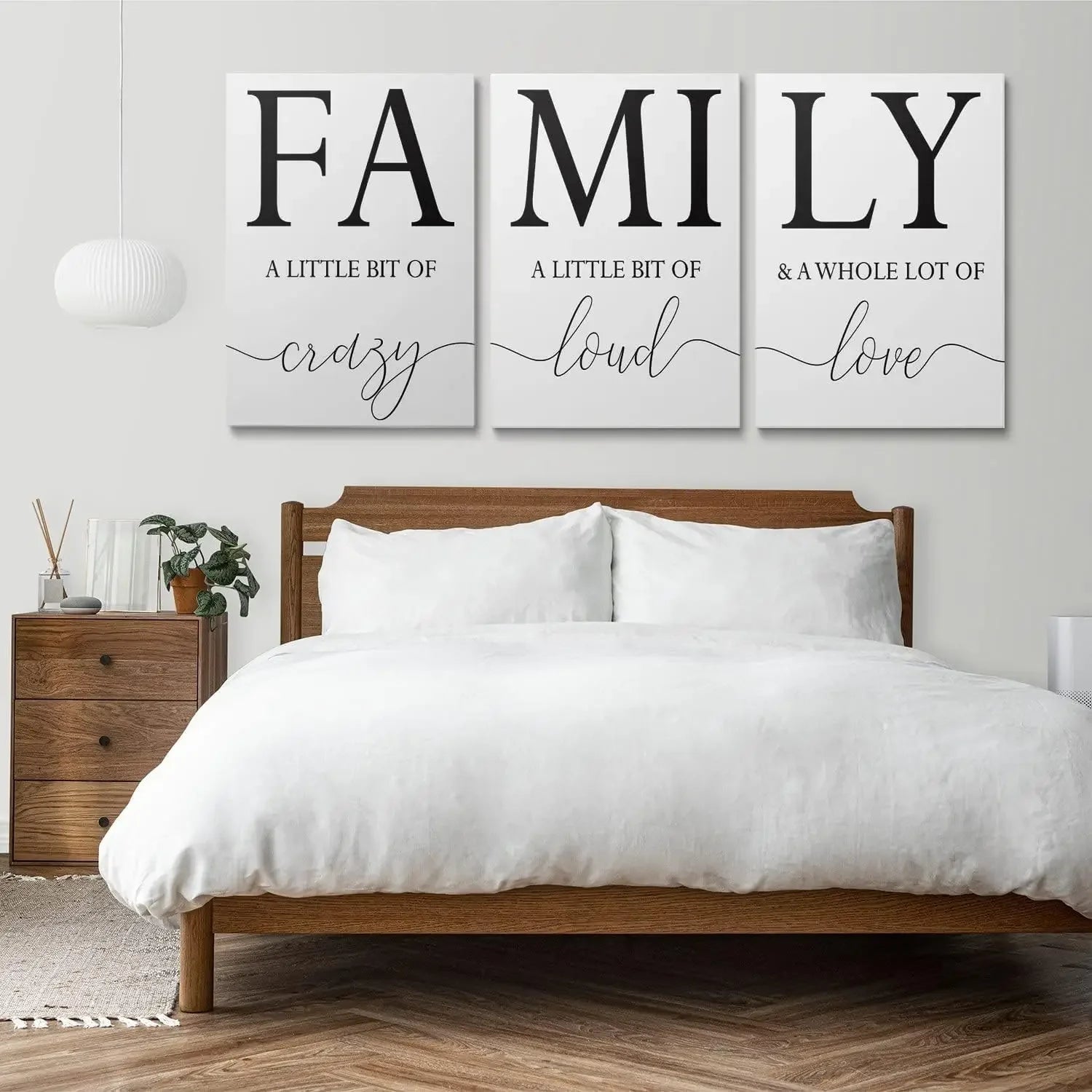 Family Wall Decor,Dining Room Kitchen Decor Set of 3 Inspirational Canvas Prints Black and White Framed Canvas Art Painting Wood