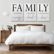 Family Wall Decor,Dining Room Kitchen Decor Set of 3 Inspirational Canvas Prints Black and White Framed Canvas Art Painting Wood