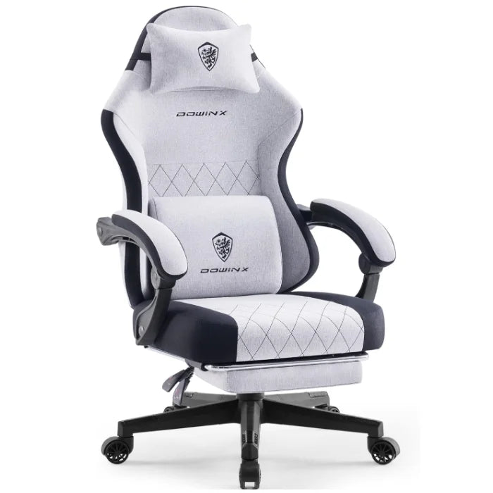 Dowinx Gaming Chair Fabric with Pocket Spring Cushion, High Back Ergonomic Computer Chair with Footrest for Adults
