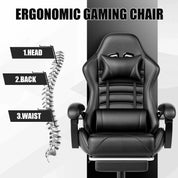 Ergonomic Racing Style Gaming Chair with Footrest