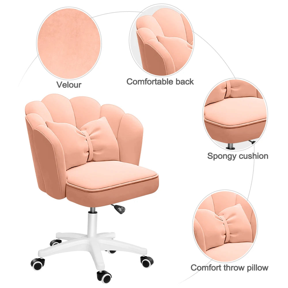 Cute Petal Desk Velvet Butterfly Chairs with Bow Cushion