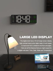 Aierwill N6 Digital Wall Clock - 16-inch LED Display