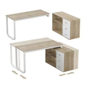 FurnishSpot L-Shaped Corner Computer Desk with Storage Cabinet | Reversible Home Office Workstation