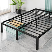 14 Inch High Full-size bed frame - Large heavy-duty metal platform beds frames w/storage space at the bottom, Full bed frame