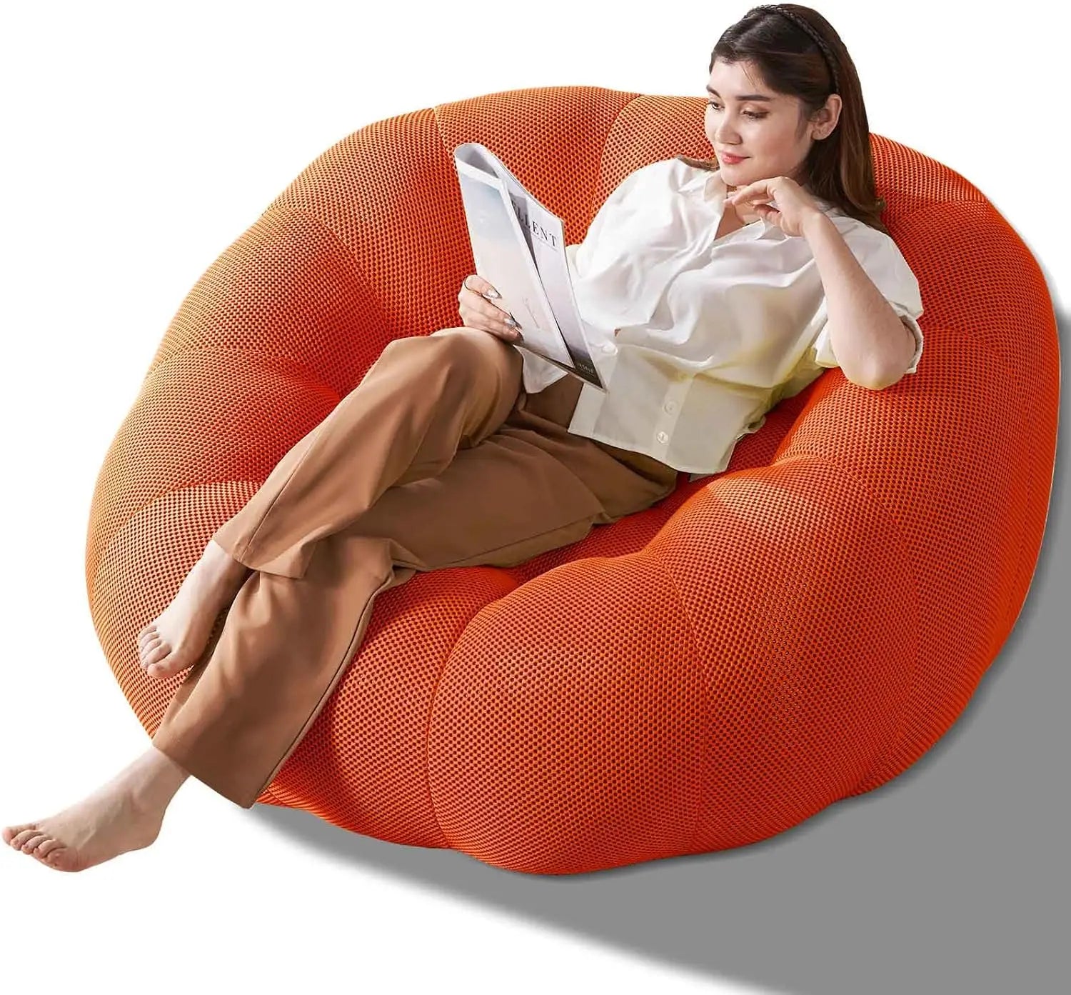 Adult Bean Bag Chair, Memory Foam Bean Bag Chair with Filling, Plush Lounge Sofa for Living Room, Bedroom, Balcony & Dorm - Cozy