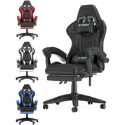 Ergonomic Gaming Chair with Footrest, Headrest, and Lumbar Cushion
