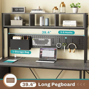 FurnishSpot L-Shaped Gaming Desk with Hutch, Charging Station & RGB LED Lights – Reversible Corner Computer Desk with Storage Shelves