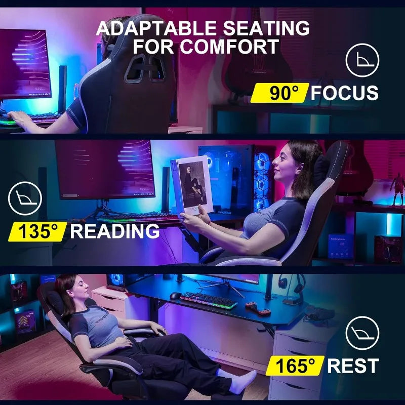 GTPLAYER Gaming Chair with Pocket Spring Cushion, Linkage Armrests and Footrest