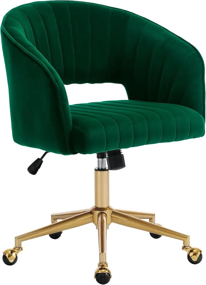 Home Office Chair Swivel Velvet Desk Chair Accent Armchair Upholstered Modern Tufted Chairs with Gold Base