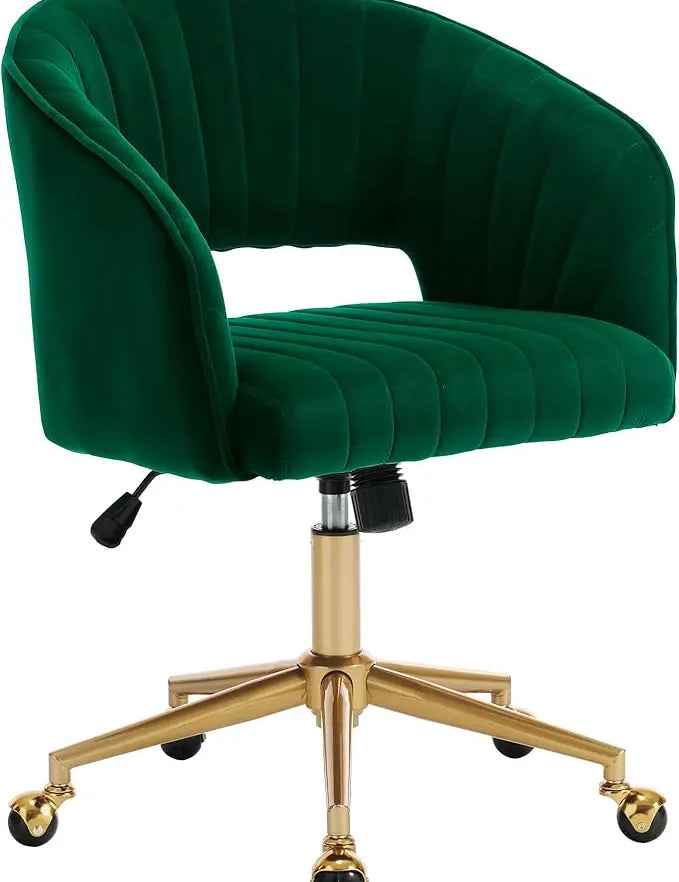Home Office Chair Swivel Velvet Desk Chair Accent Armchair Upholstered Modern Tufted Chairs with Gold Base