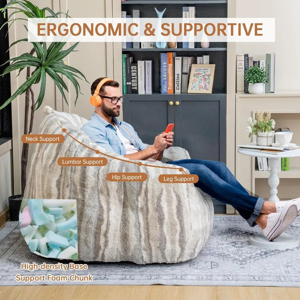 Bean Bag Chair, 3ft Bean Bag Couch for Adults, Large Arm Chair with Memory Foam, Machine Washable Comfy Sofa Chair for Gaming Re