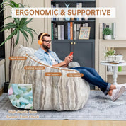 Bean Bag Chair, 3ft Bean Bag Couch for Adults, Large Arm Chair with Memory Foam, Machine Washable Comfy Sofa Chair for Gaming Re