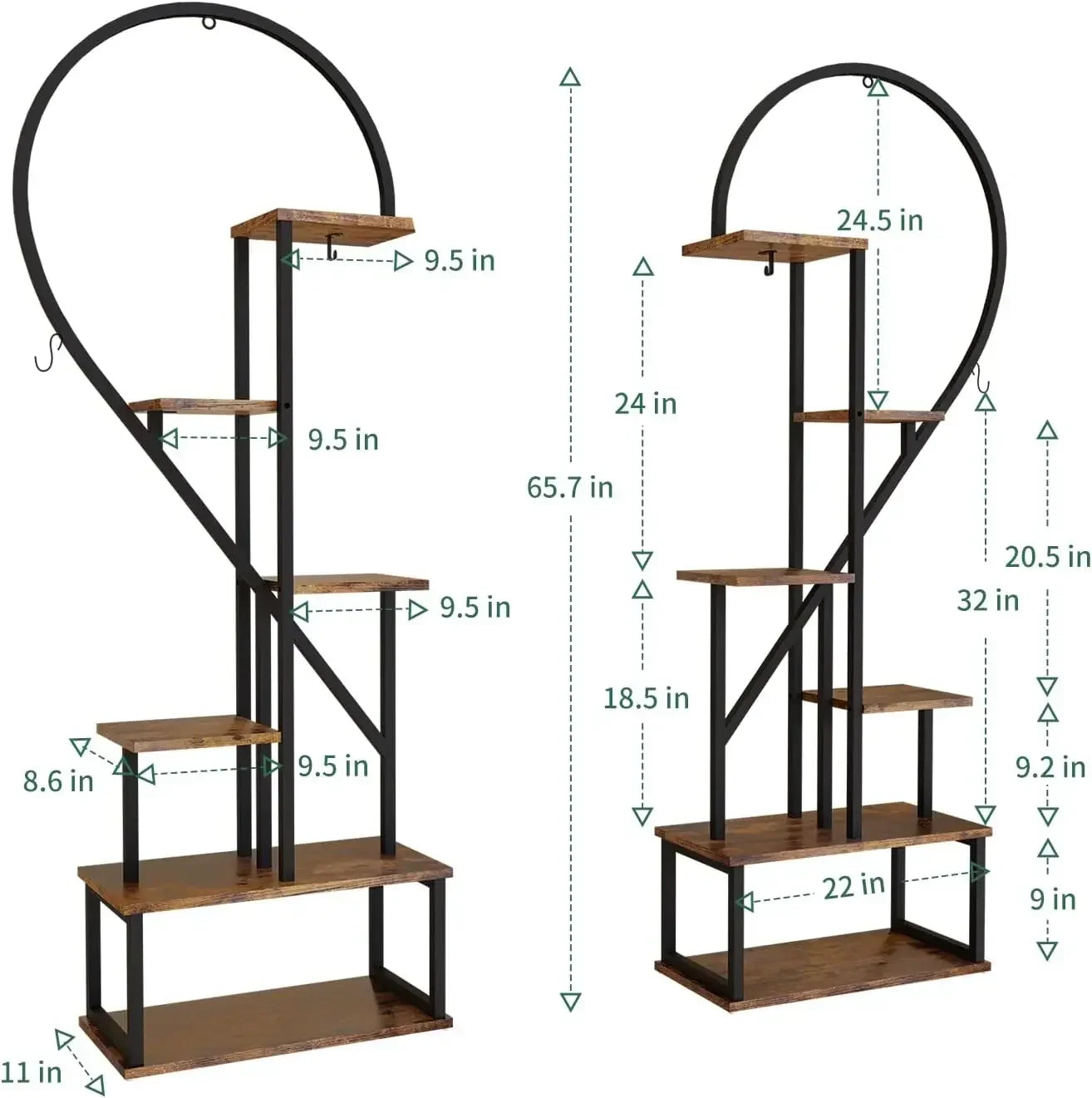 6 Tier Metal Plant Stand, Indoor Plants Multiple, Brown Plant Shelf Rack for Home Patio Lawn Garden (2 Pack)