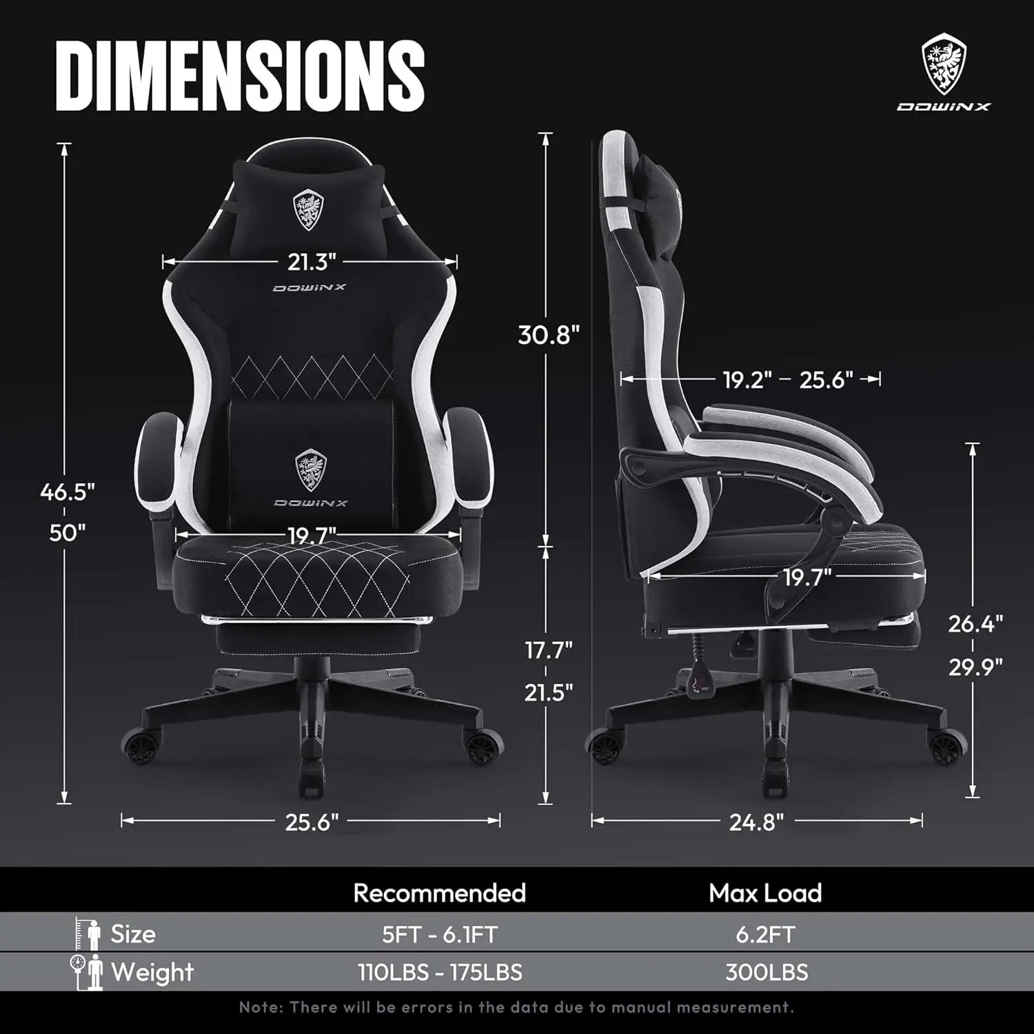 Dowinx Gaming Chair Fabric with Pocket Spring Cushion, High Back Ergonomic Computer Chair with Footrest for Adults
