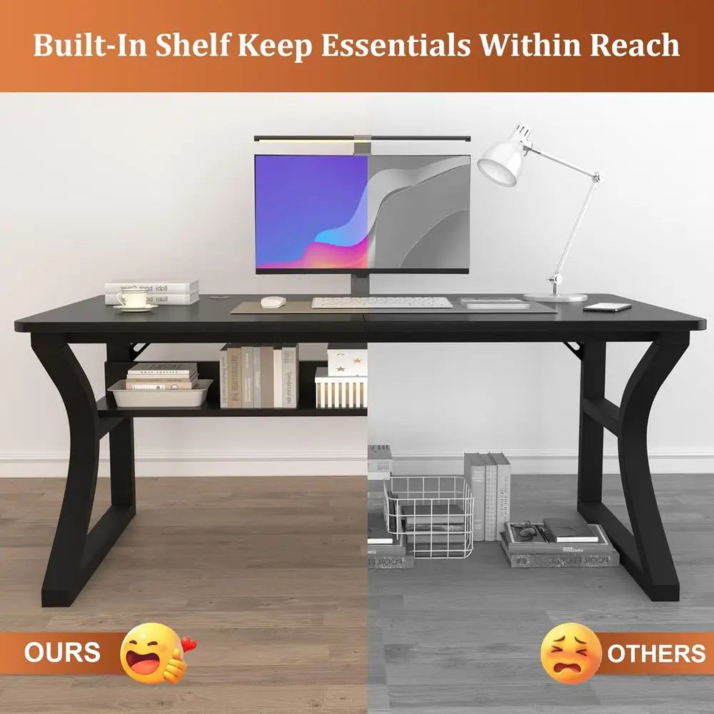 FurnishSpot SpaceSmart™ Compact Computer & Writing Desk – Modern Black