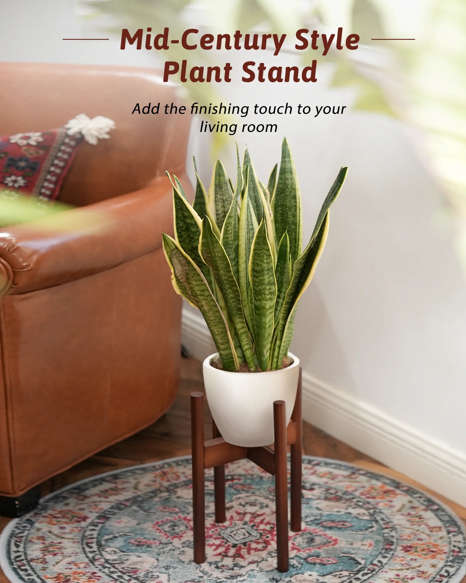 Adjustable Bamboo Plant Stand Indoor 8 9 10 11 12 Inches Small Corner Planter Holder Single Floor Living Room Balcony Reddish Br