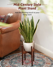 Adjustable Bamboo Plant Stand Indoor 8 9 10 11 12 Inches Small Corner Planter Holder Single Floor Living Room Balcony Reddish Br