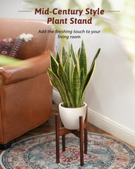 Adjustable Bamboo Plant Stand Indoor 8 9 10 11 12 Inches Small Corner Planter Holder Single Floor Living Room Balcony Reddish Br