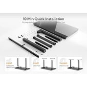 Glass Standing Desk with Drawers, 40 Inch Adjustable Stand Up Desk, Quick Install Home Office Computer Desk with USB Ports, Blac