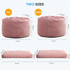 Striped Style Giant Bean Bag Chair Bed for Adults, Convertible Adult Beanbag from Lazy Chair to Floor Mattress, Large Round Bea