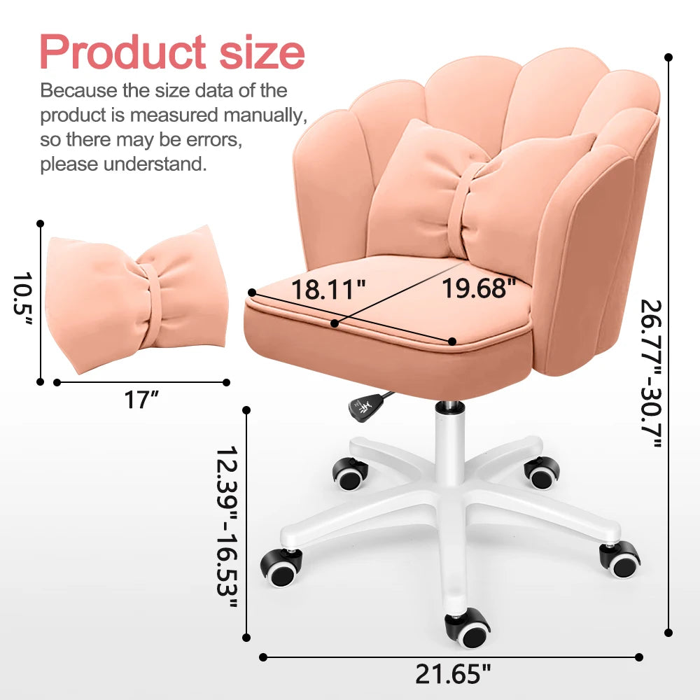 Cute Petal Desk Velvet Butterfly Chairs with Bow Cushion