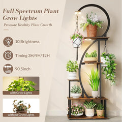Half-Heart Shaped Indoor Plant Stand with Grow Lights