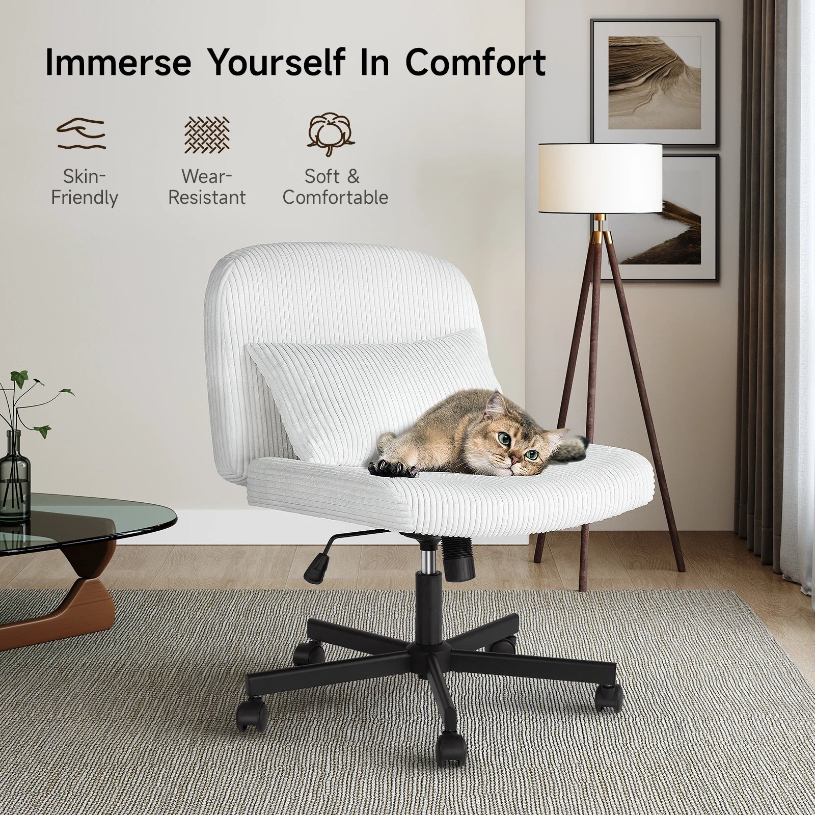 Cross Leg Office Chair w/ Double Layer Sponge Cushion