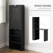Fold-Out Convertible Writing Table,Wall Mount Desk Cabinet with Blackboard and Side Shelf Multi-Function Home Office Workstation