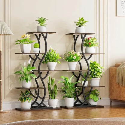 Indoor 5-Tiered Metal Plant Shelf with Grow Lights Indoor Plants
