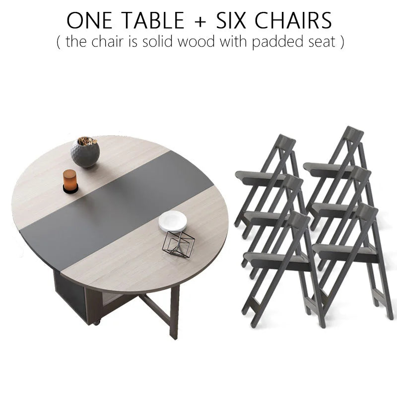 Fashion folding dining table furniture yemek masasi multifunctional round  dining table with 4 chairs